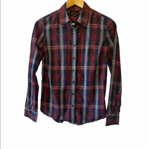 TOMMY HILFIGER Plaid Button Up Top Red & Blue S